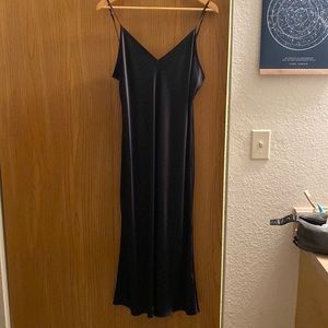 Quince Washable Midi Silk Slip Dress Black Size XL